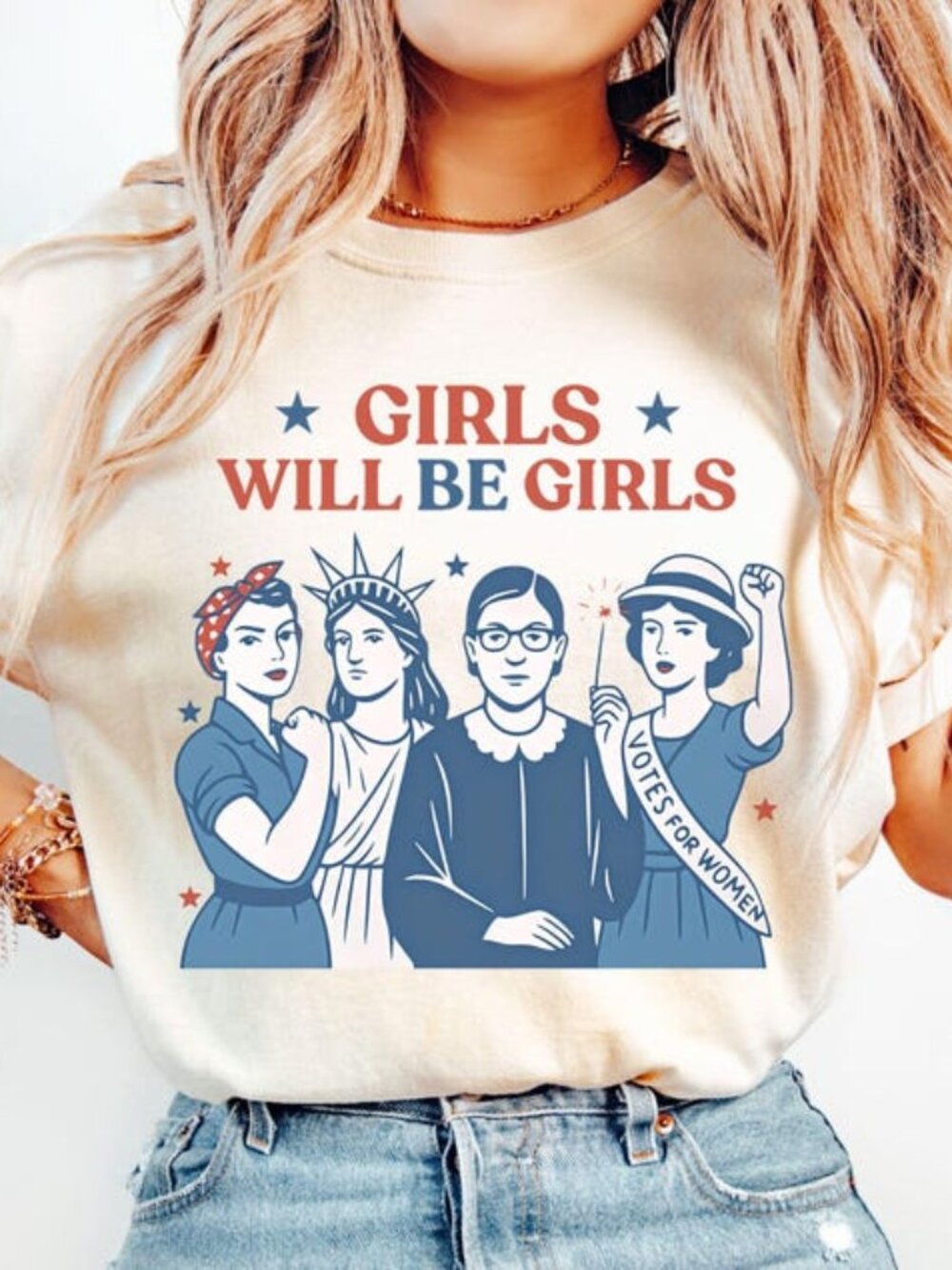 Girls Will be Girls Shirt, Patriotic Feminist 4th of July Tee